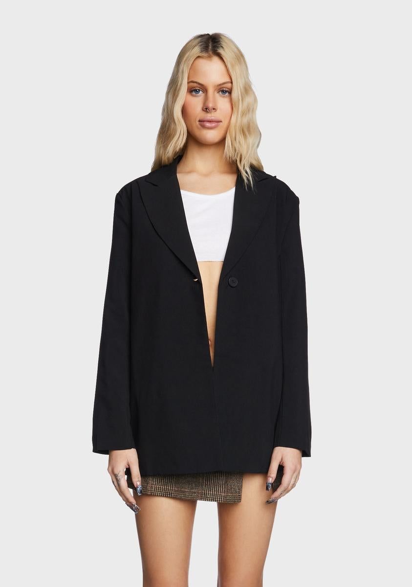 Boyfriend Blazer - Black sold by Dolls Kill