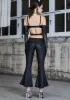 Kickdrum Matte Black Flare Pants sold by Dolls Kill