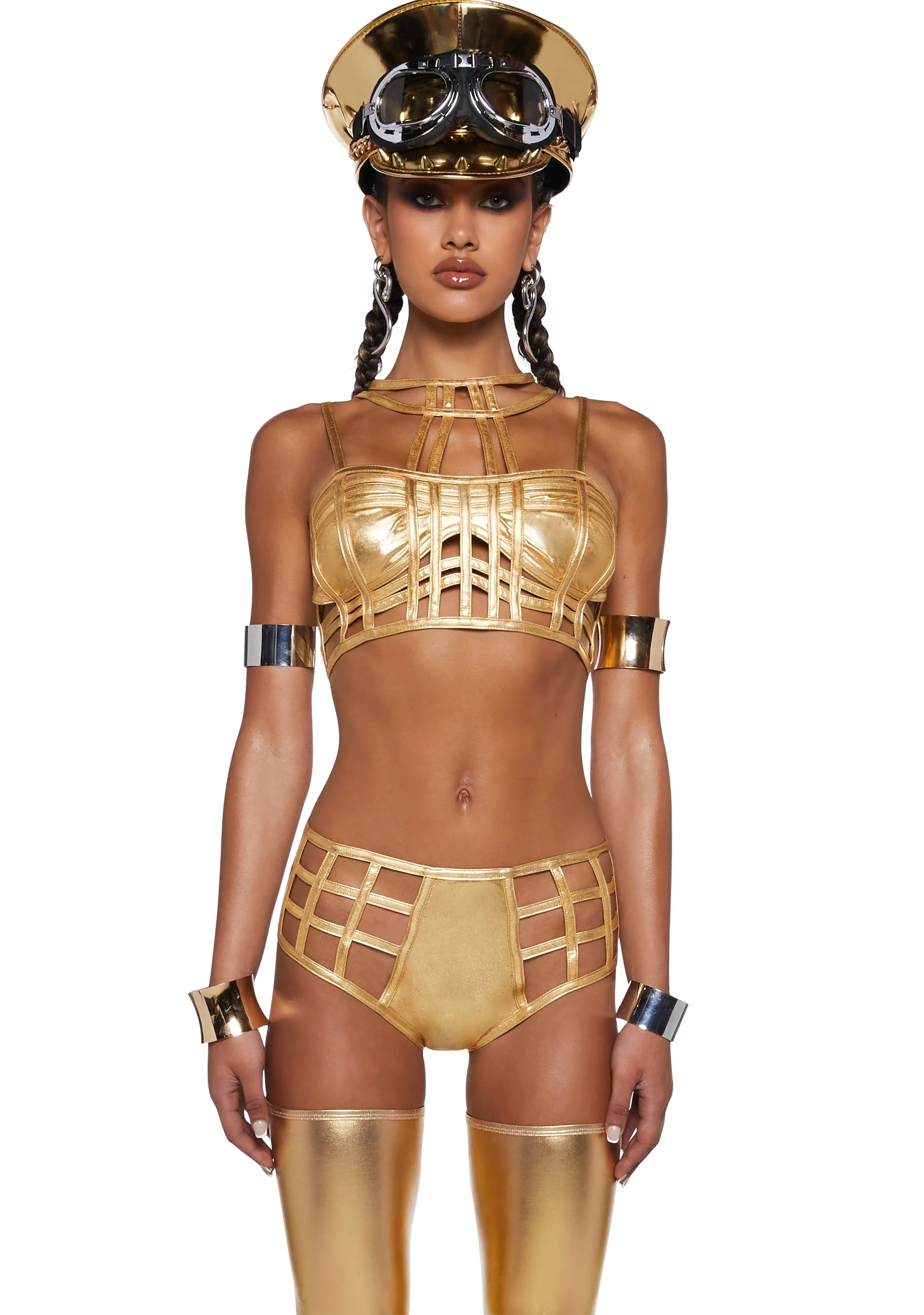 Deviant Treasure Bustier Top - Gold sold by Dolls Kill