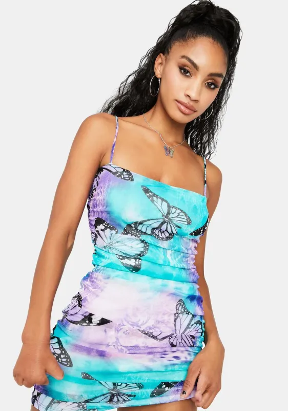 Lilac Butterfly Transformation Mini Dress sold by Dolls Kill
