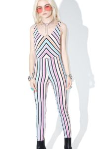Candy Stripe Summer Titanium Unitard sold by Dolls Kill