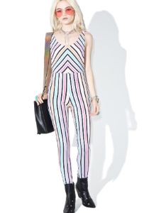Candy Stripe Summer Titanium Unitard sold by Dolls Kill