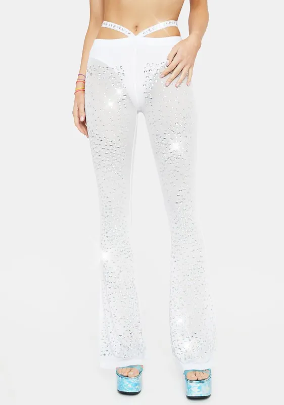 Stardust Showdown Strappy Flares - White sold by Dolls Kill