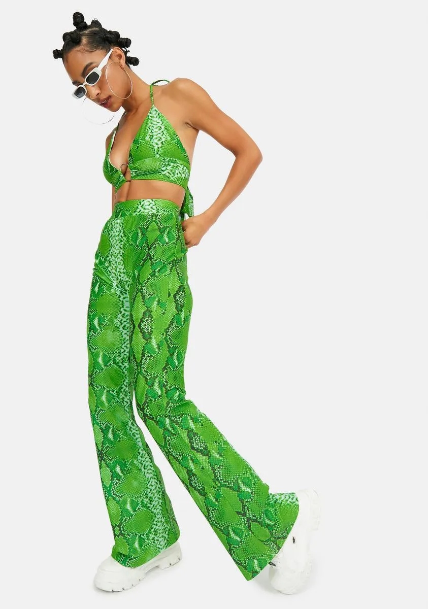 Green Snake Flare Pants sold by Dolls Kill product image thumbnail 3