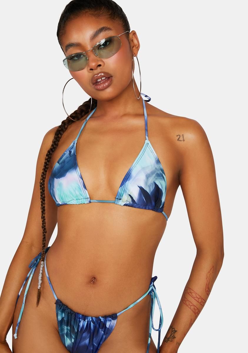 Abstract Floral Blue Pami Bikini Top sold by Dolls Kill