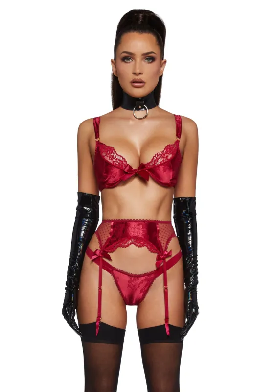 For Ur Enjoyment Lingerie Set - Red sold by Dolls Kill