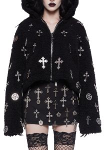 Idol Worship Hooded Sherpa Jacket sold by Dolls Kill