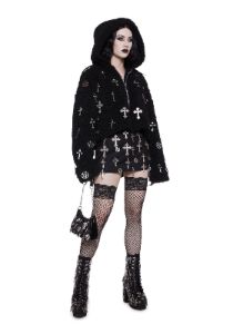 Idol Worship Hooded Sherpa Jacket sold by Dolls Kill