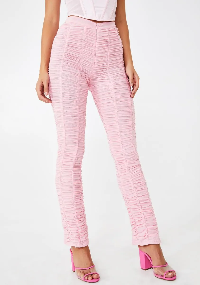 Pink Ophelia Ruched Pants sold by Dolls Kill