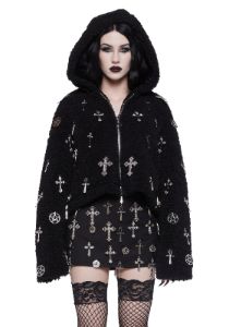 Idol Worship Hooded Sherpa Jacket sold by Dolls Kill