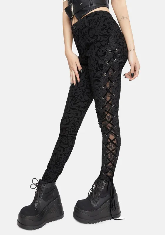 Lace Up Side Skinny Pants sold by Dolls Kill