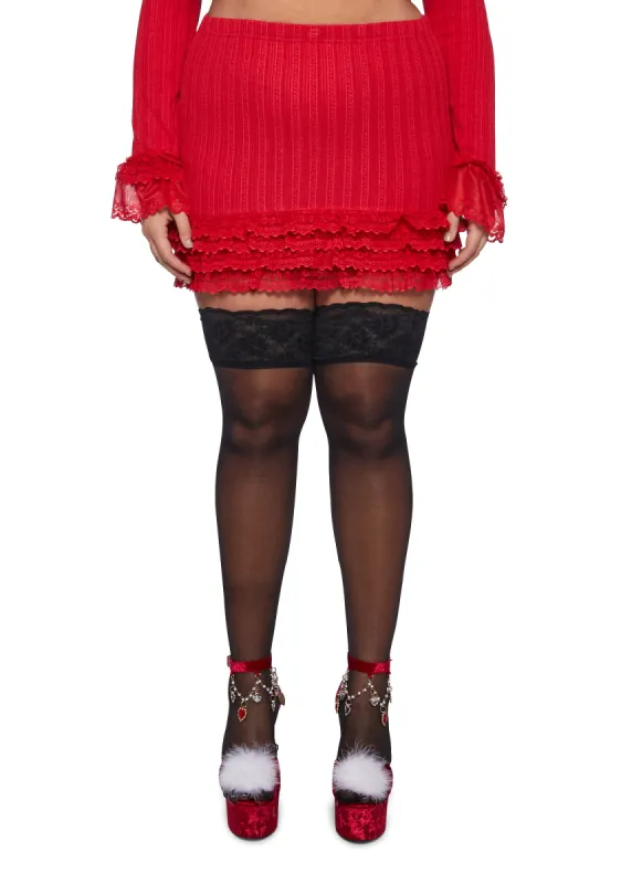 Plus Mistletoe Moves Mini Skirt-Red sold by Dolls Kill