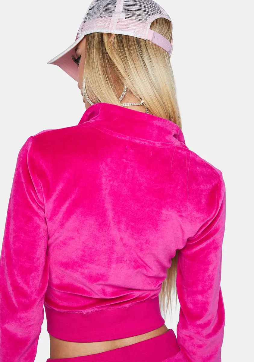 Pink Velour Track Jacket sold by Dolls Kill product image thumbnail 4