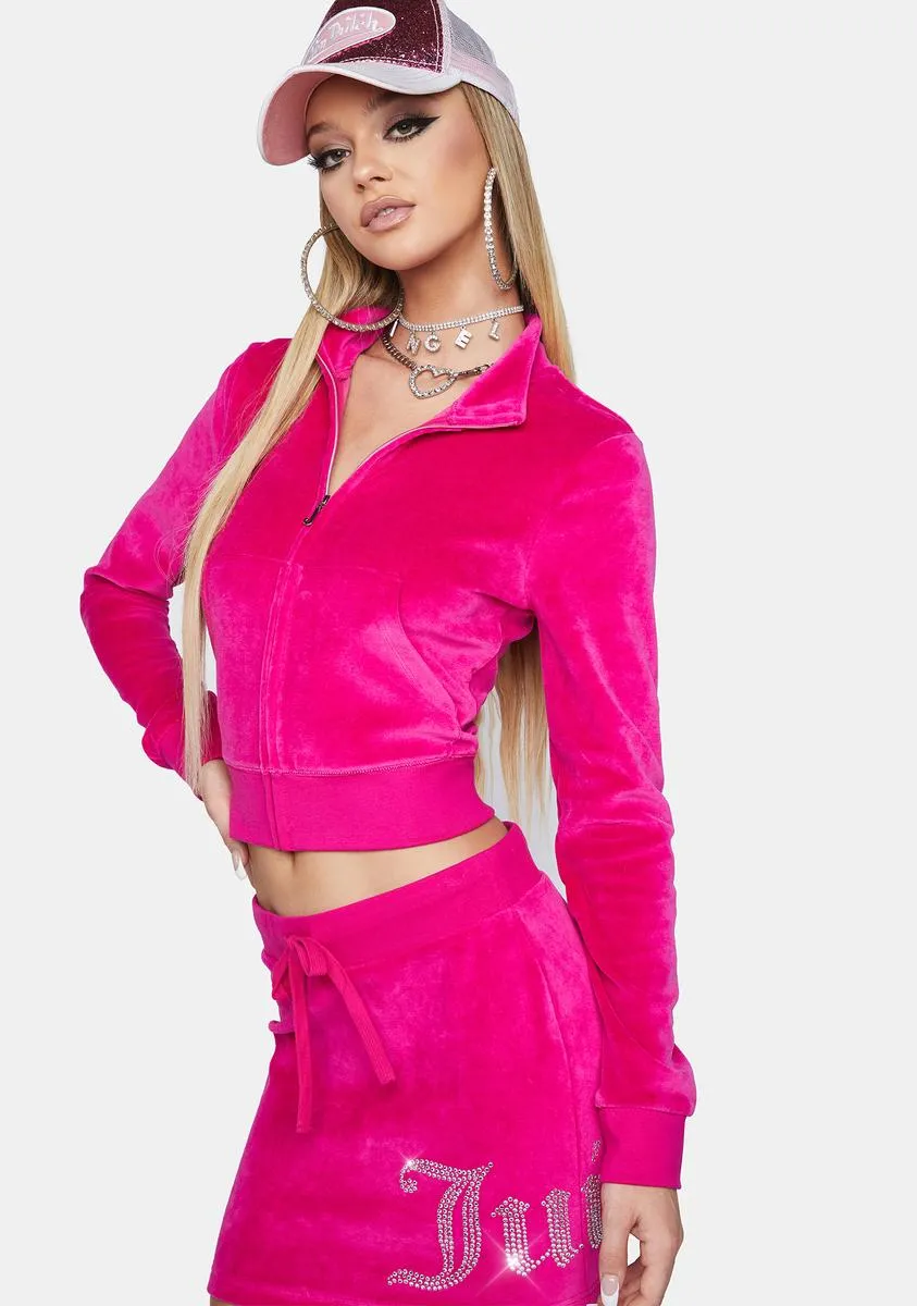 Pink Velour Track Jacket sold by Dolls Kill product image thumbnail 2