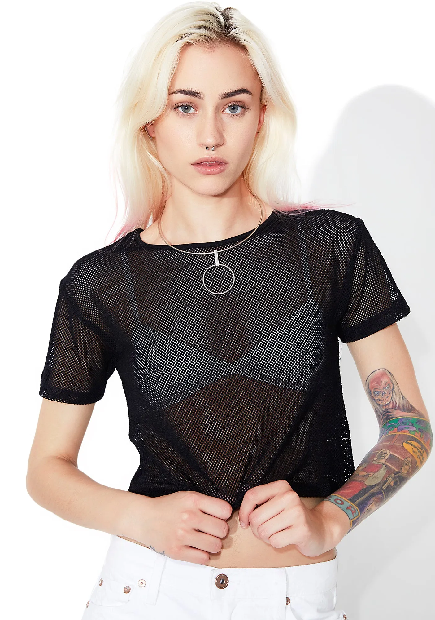 Midnight Swan Mesh Tee sold by Dolls Kill