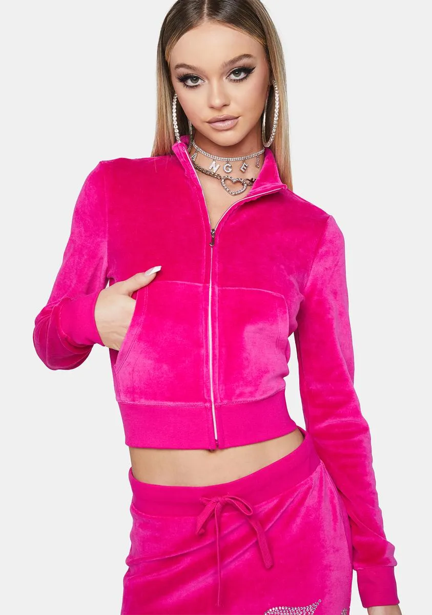 Pink Velour Track Jacket sold by Dolls Kill