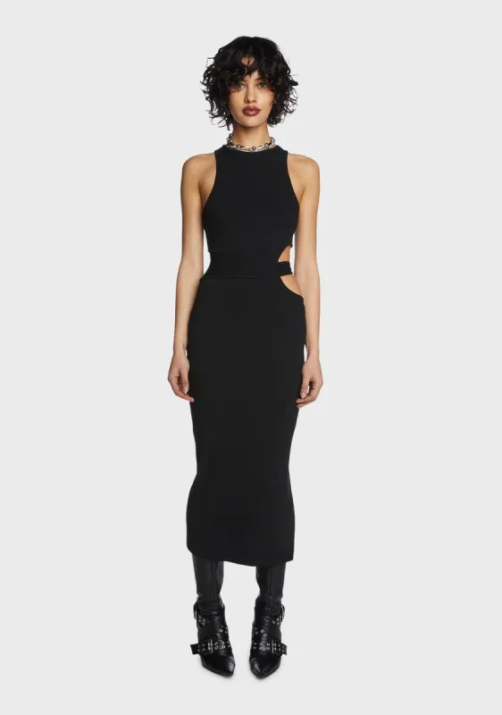 Cut Out Ribbed Knit Midi Dress sold by Dolls Kill
