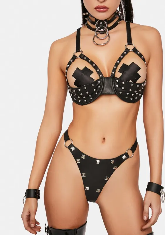 Angel Unchained Studded Bra Top sold by Dolls Kill