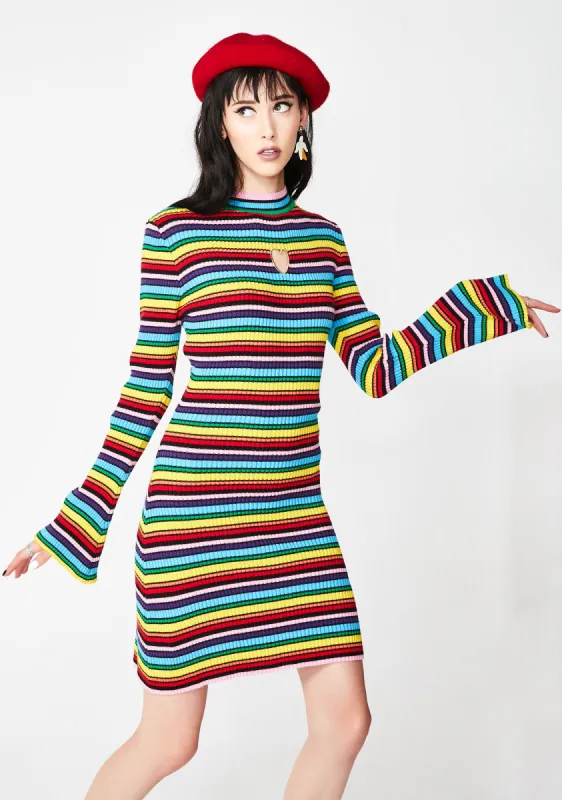 Rainbow Rib Dress sold by Dolls Kill