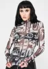 Abstract Print Mesh Top sold by Dolls Kill