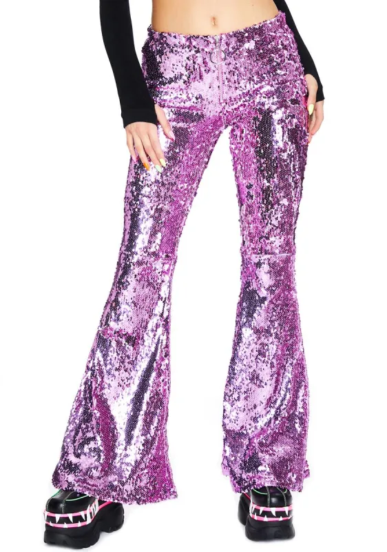 Hips Like Sugar Sequin Flares sold by Dolls Kill