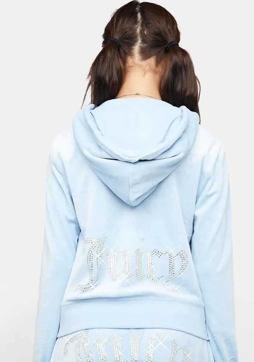 Frosted Rhinestone Logo Zip-Up Hoodie sold by Dolls Kill product image thumbnail 4