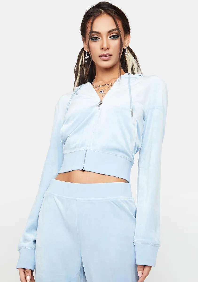 Frosted Rhinestone Logo Zip-Up Hoodie sold by Dolls Kill