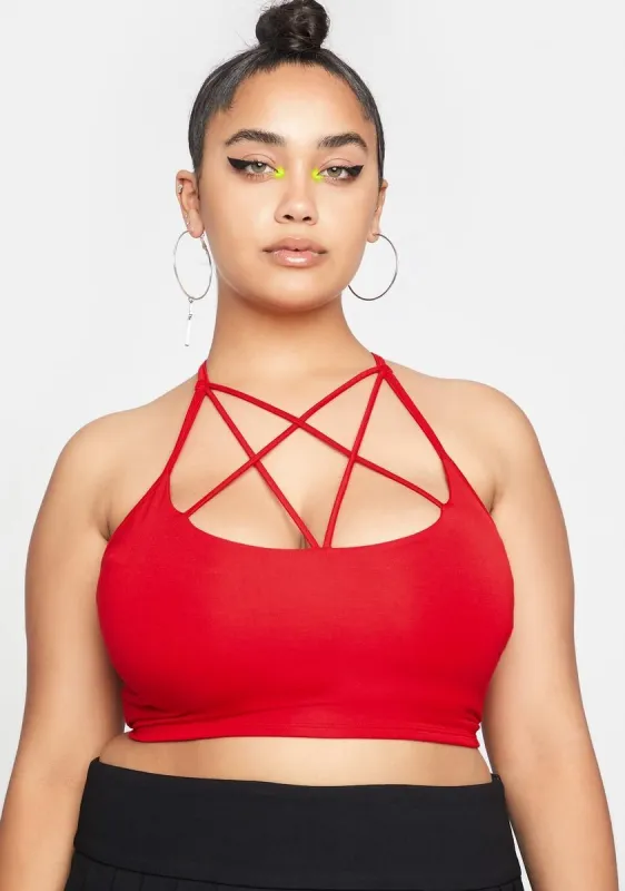 Plus Cherry Fashionably Late Strappy Crop Tank sold by Dolls Kill