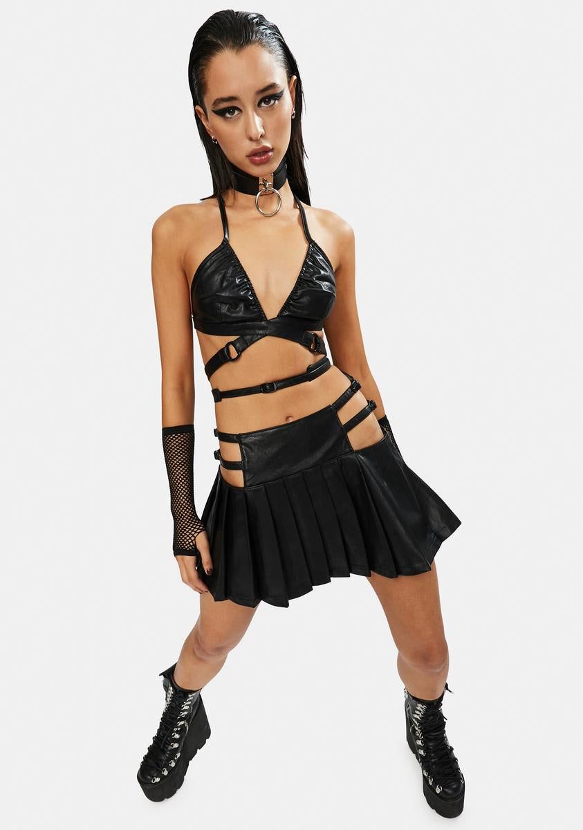 Night Craze Vegan Leather Bra Top sold by Dolls Kill product image thumbnail 3