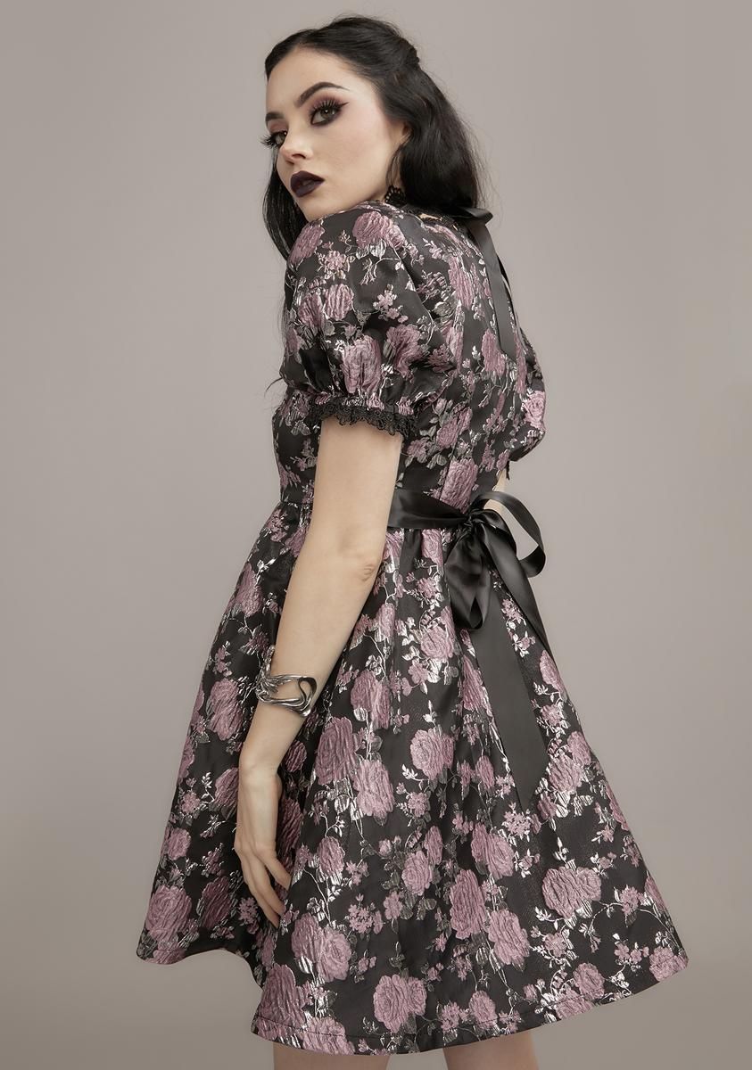 Mauve Fanged Faerie Brocade Babydoll Dress sold by Dolls Kill product image thumbnail 4