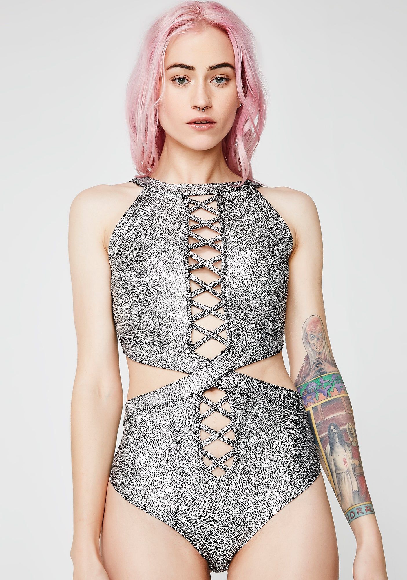 Galactic Empress Metallic Bodysuit sold by Dolls Kill product image thumbnail 5