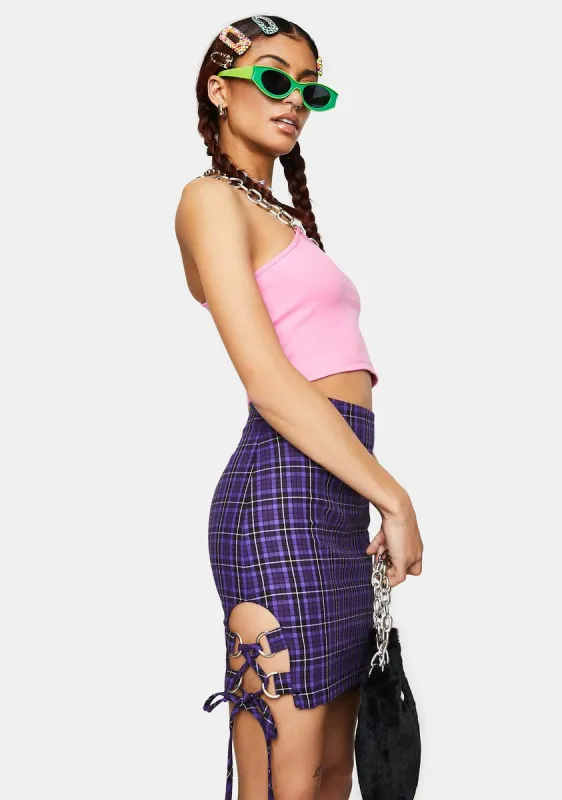 Depict Plaid Lace-Up Mini Skirt sold by Dolls Kill