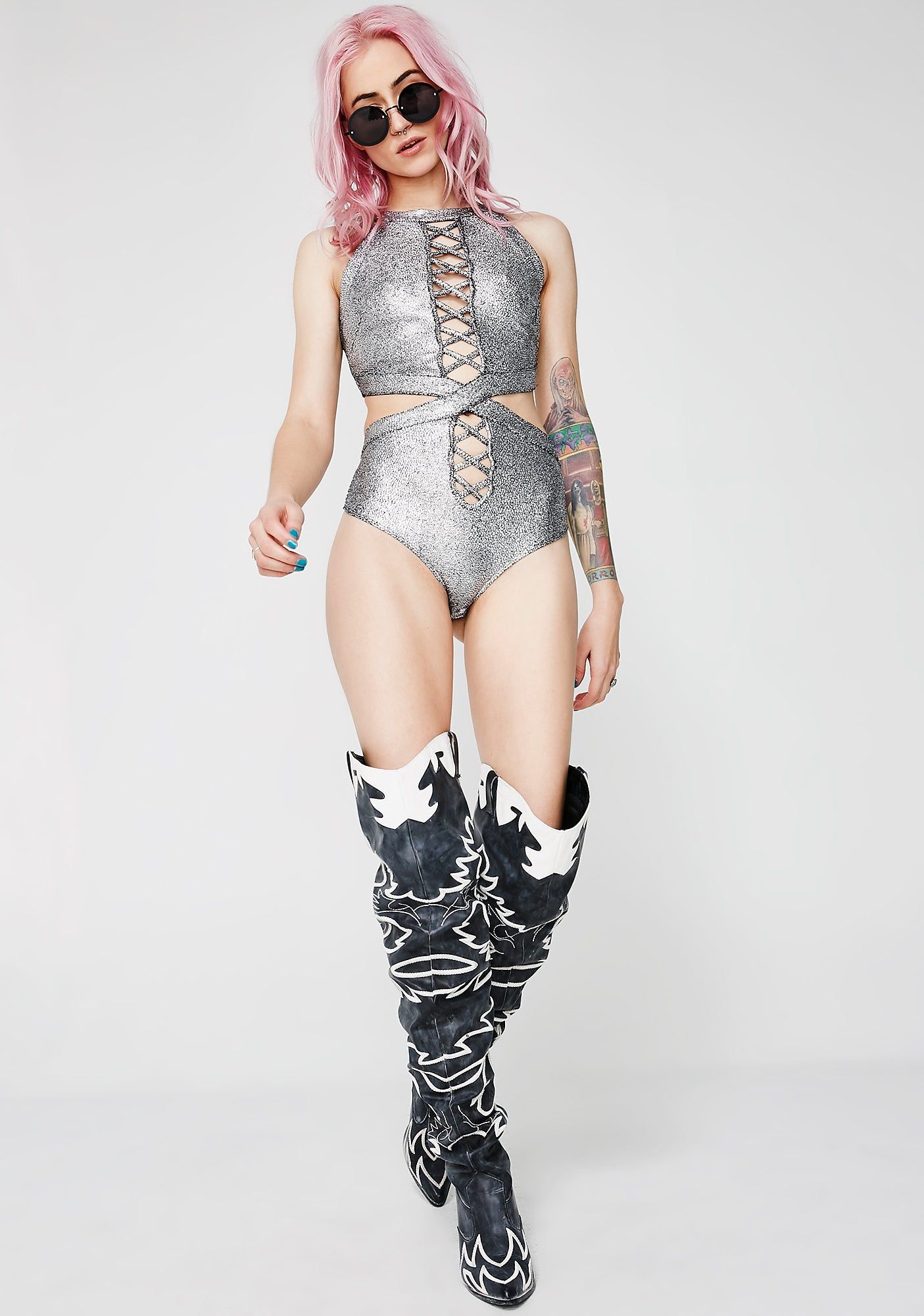 Galactic Empress Metallic Bodysuit sold by Dolls Kill product image thumbnail 4