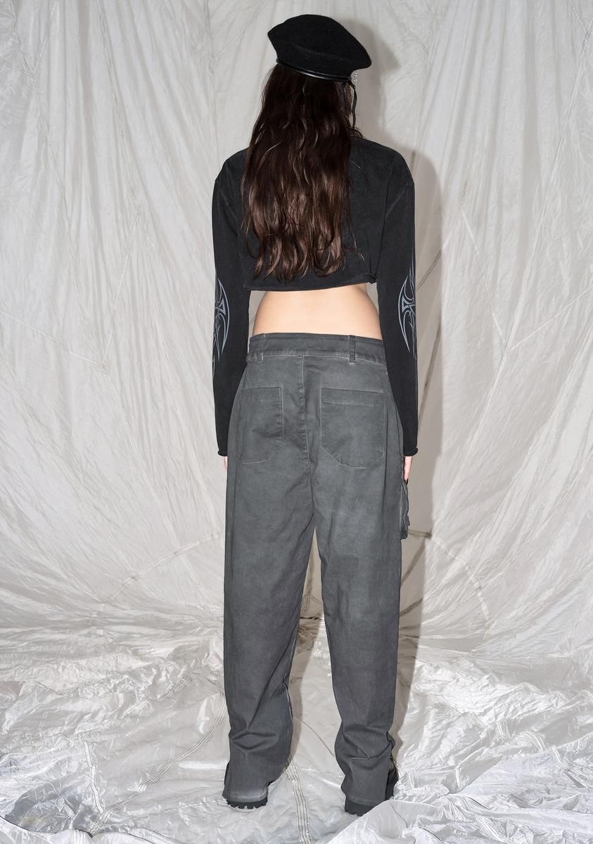 Synth Unisex Charcoal Washed Cargo Pants sold by Dolls Kill product image thumbnail 5