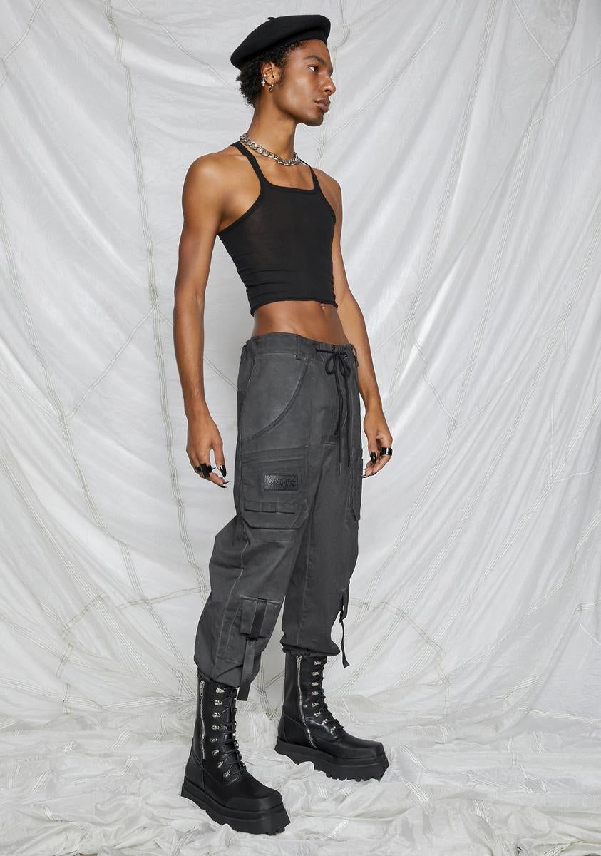 Synth Unisex Charcoal Washed Cargo Pants sold by Dolls Kill product image thumbnail 3