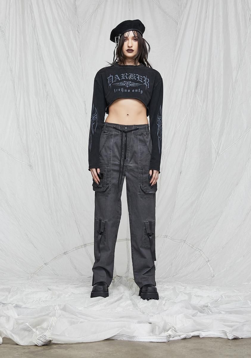 Synth Unisex Charcoal Washed Cargo Pants sold by Dolls Kill product image thumbnail 4