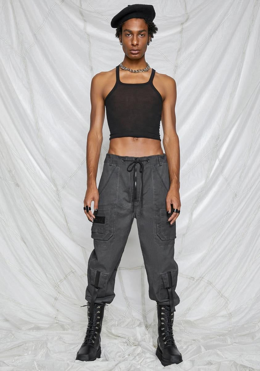 Synth Unisex Charcoal Washed Cargo Pants sold by Dolls Kill product image thumbnail 2