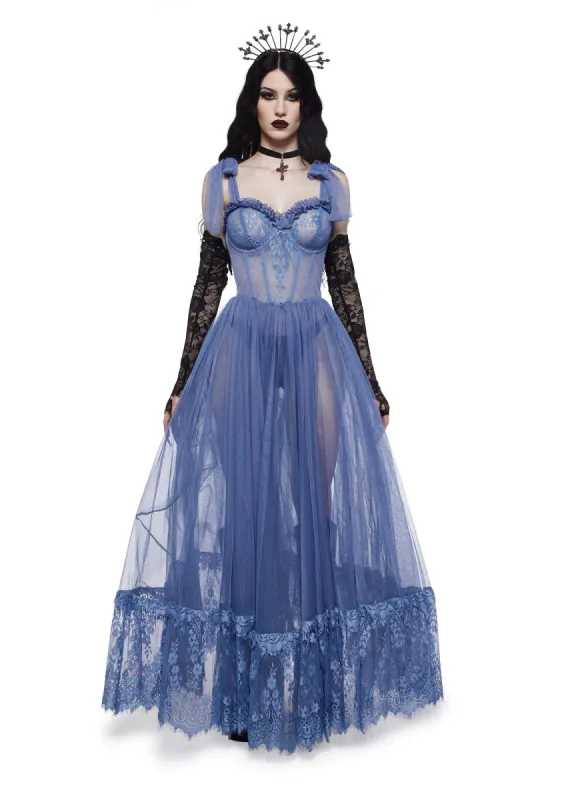 Dance With Death Sleeveless Maxi Dress - Light Blue sold by Dolls Kill