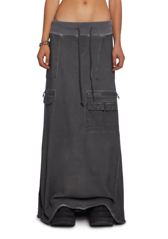Downbeat Maxi Cargo Skirt - Black sold by Dolls Kill