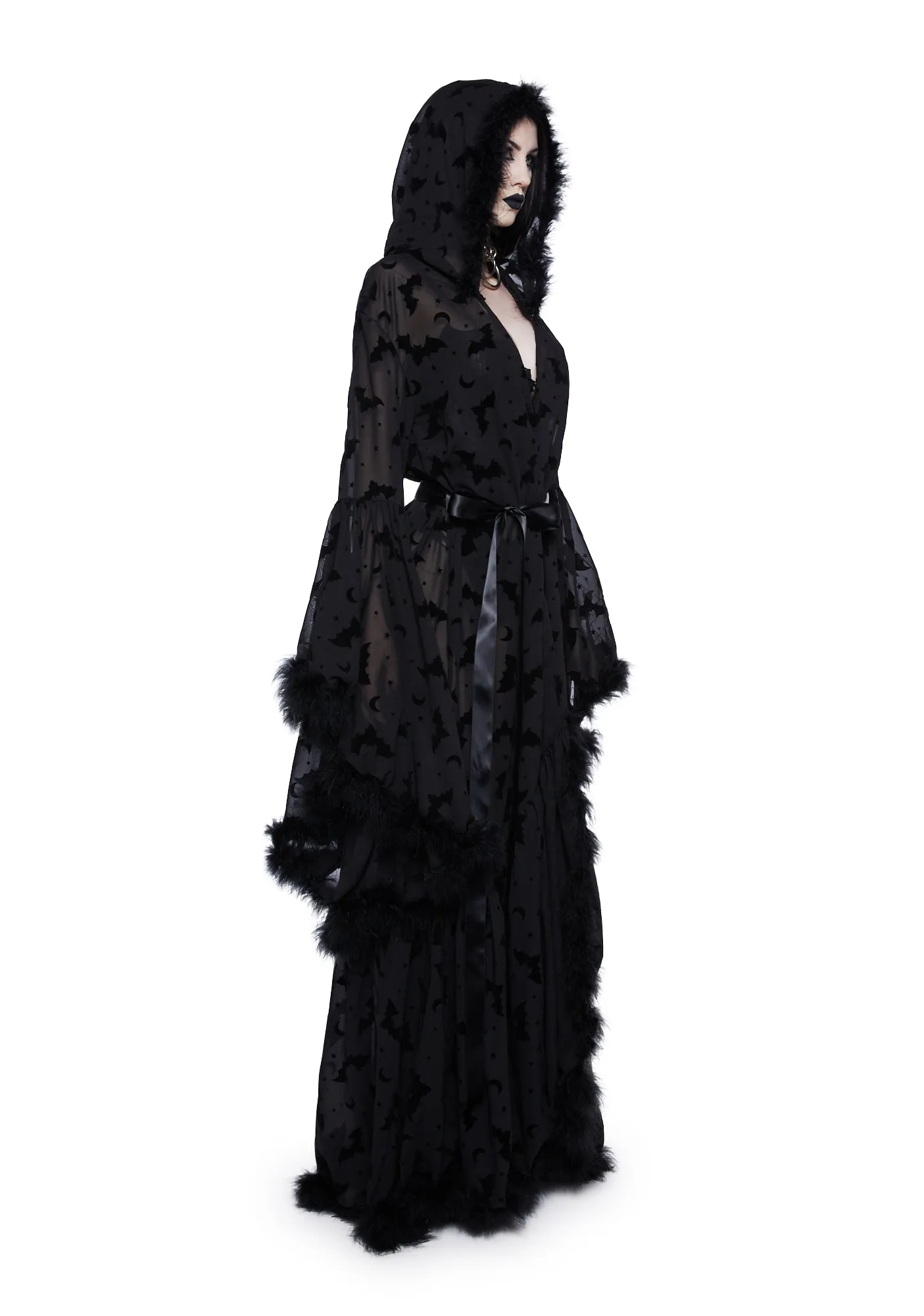 Witch You Were Here Marabou Robe - Black sold by Dolls Kill product image thumbnail 3