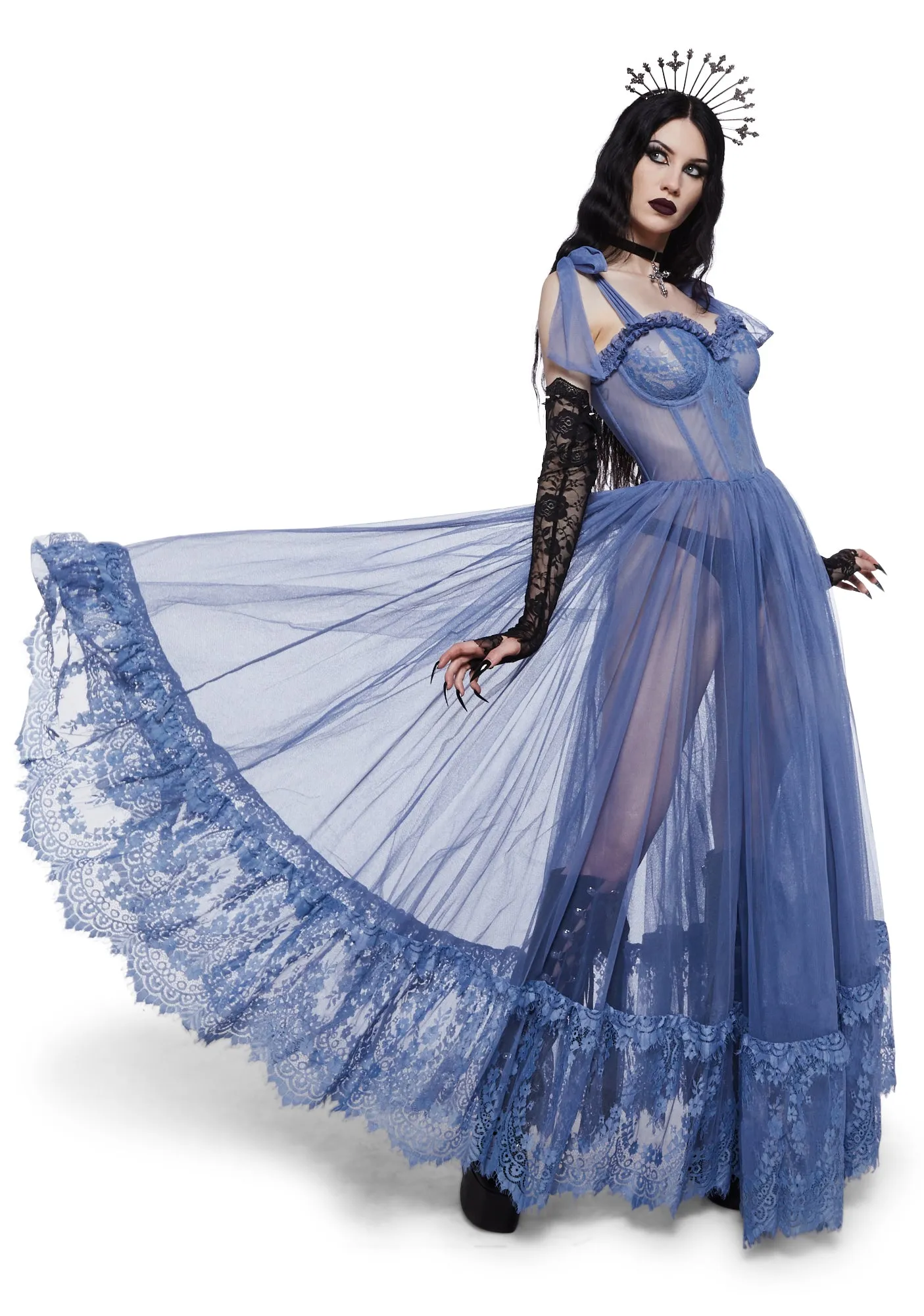 Dance With Death Sleeveless Maxi Dress - Light Blue | Parallel