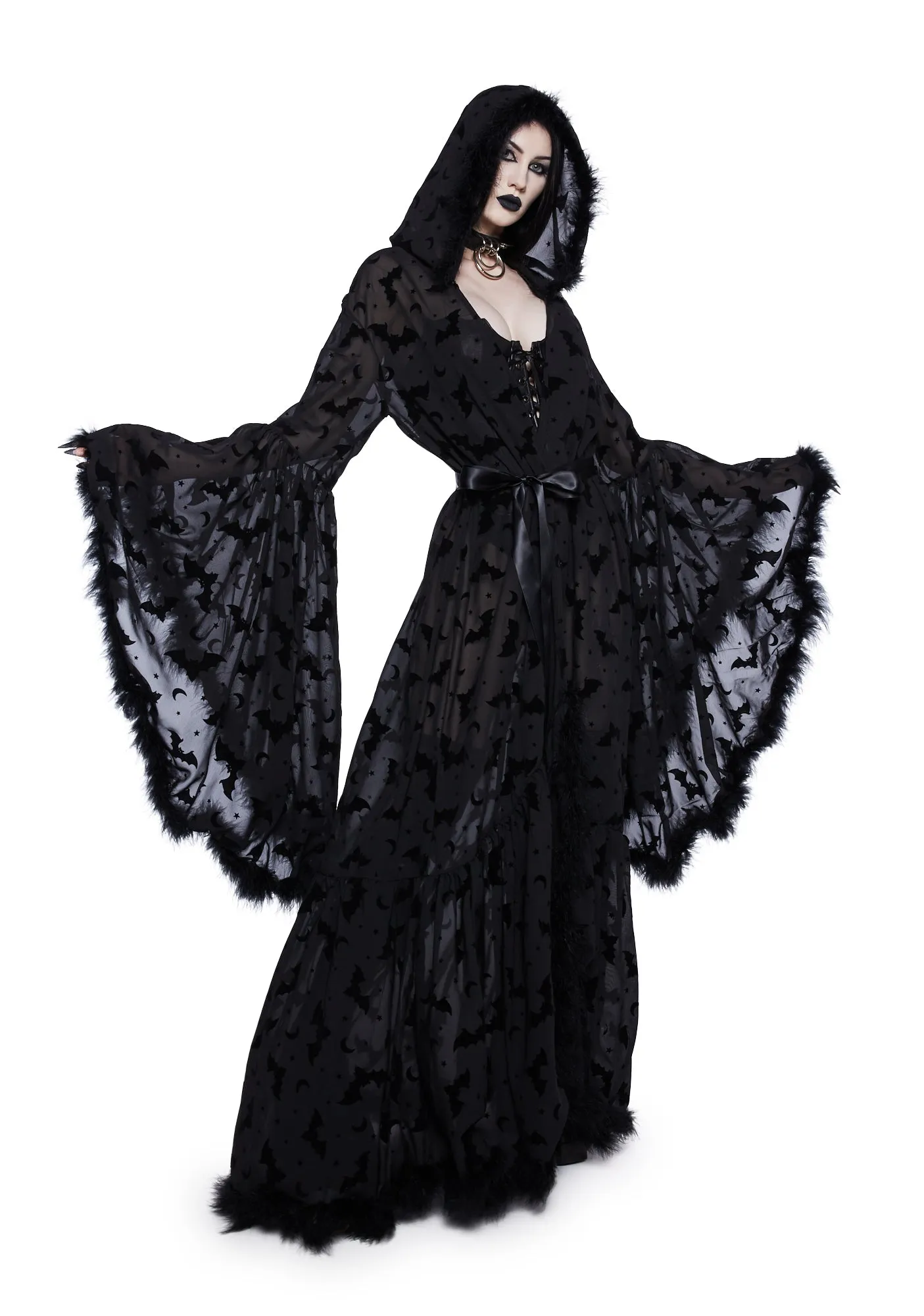 Witch You Were Here Marabou Robe - Black sold by Dolls Kill product image thumbnail 2