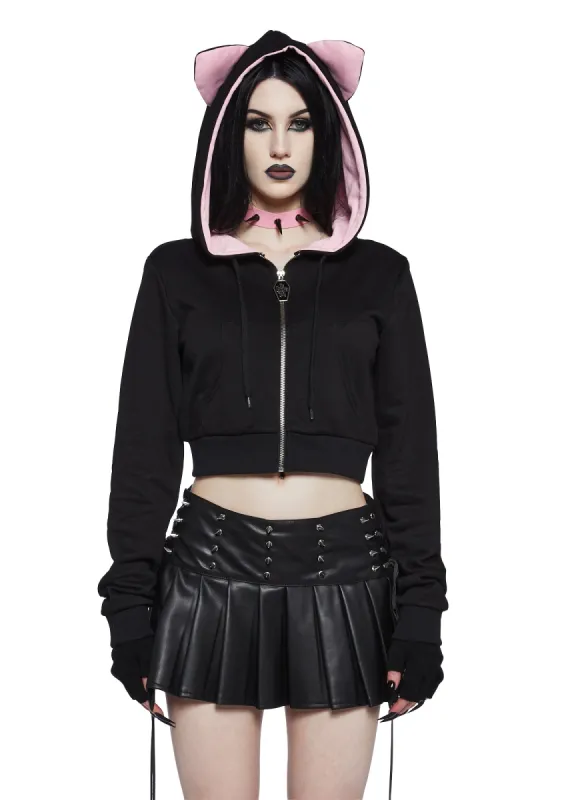 Meow Mingle Cropped Hoodie sold by Dolls Kill