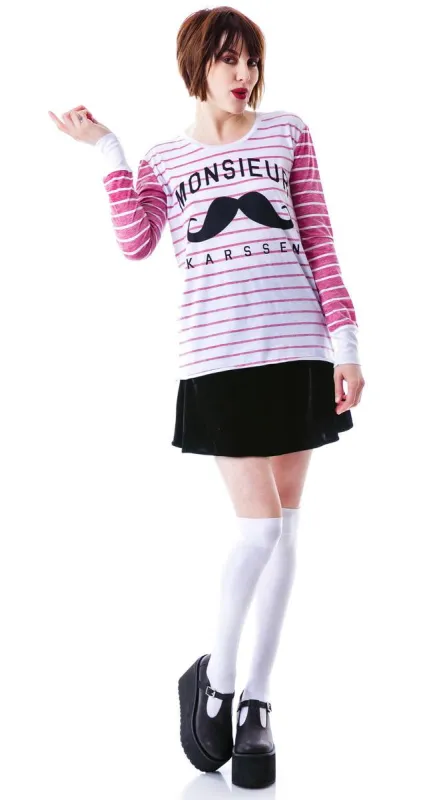 Monsieur Karssen Loose Fit Long Sleeve Tee sold by Dolls Kill
