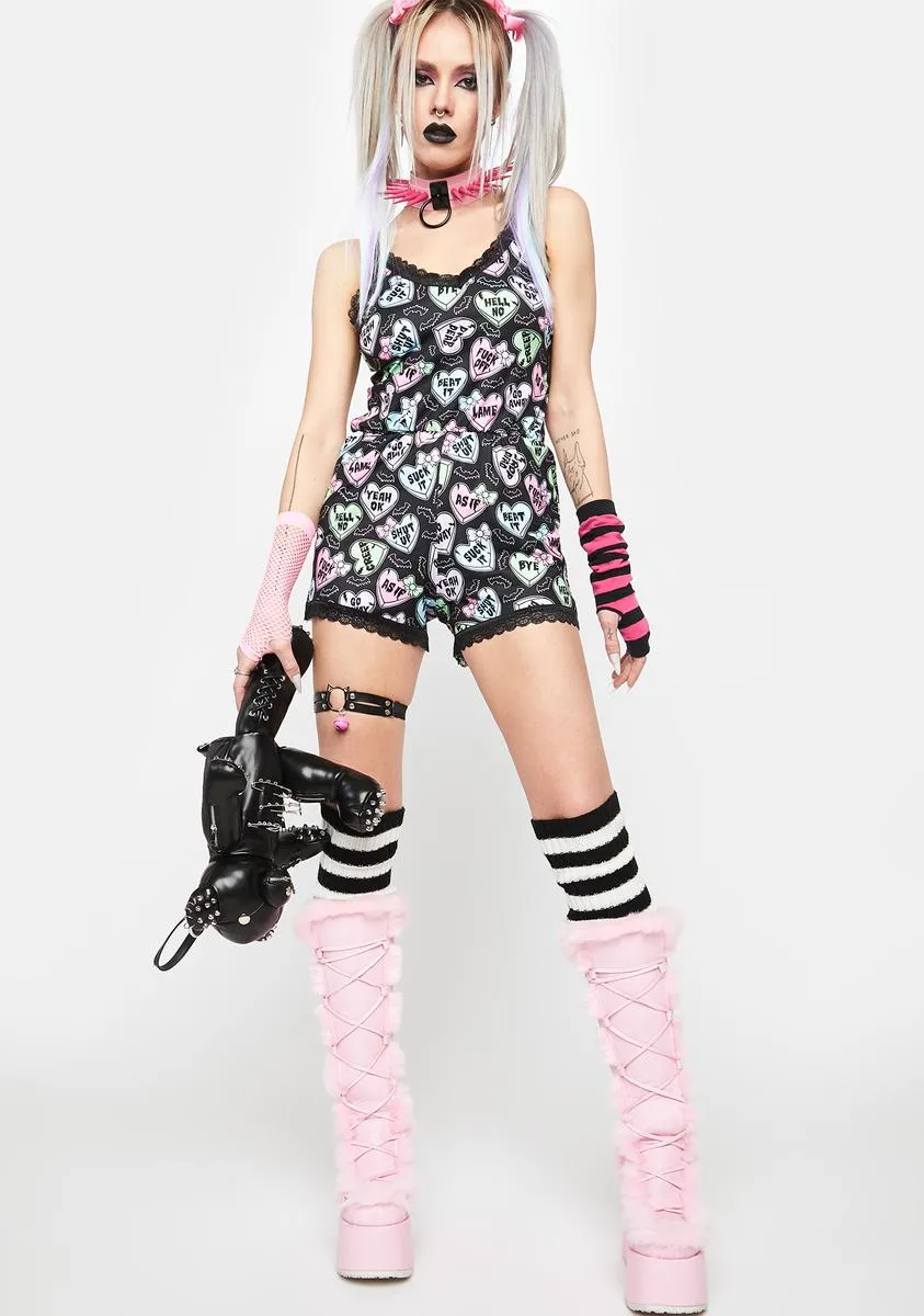 Creepy Candy Hearts Lace Romper sold by Dolls Kill product image thumbnail 3