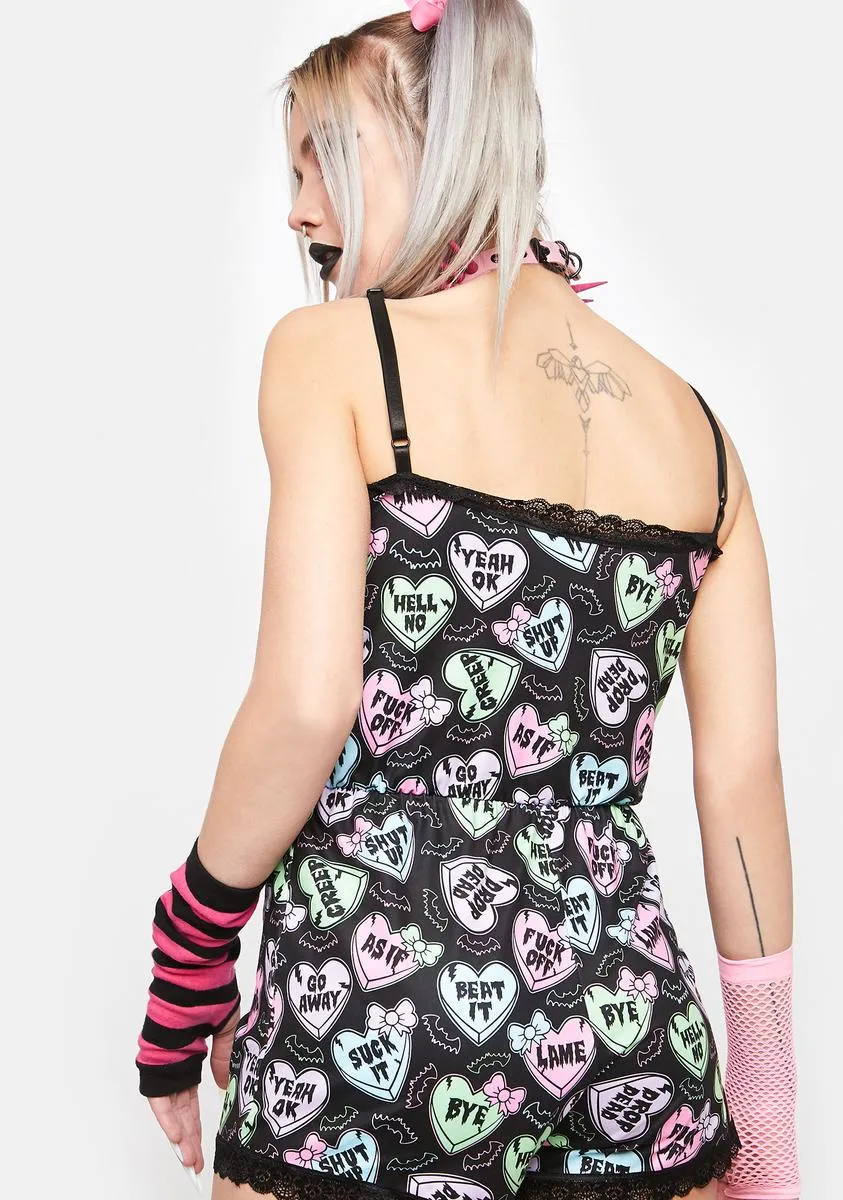 Creepy Candy Hearts Lace Romper sold by Dolls Kill product image thumbnail 4