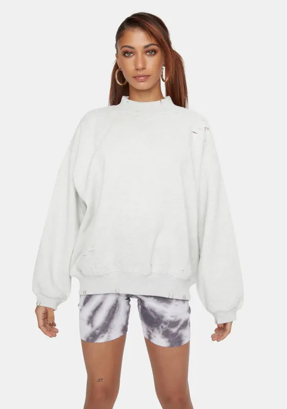 Distressed Crewneck Sweater sold by Dolls Kill