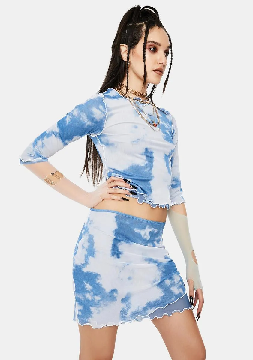 Cloud Print Layered Mesh Crop Top sold by Dolls Kill product image thumbnail 2