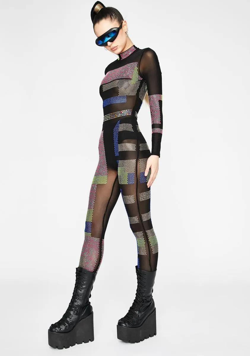 Pixel Prism Rhinestone Jumpsuit sold by Dolls Kill product image thumbnail 3