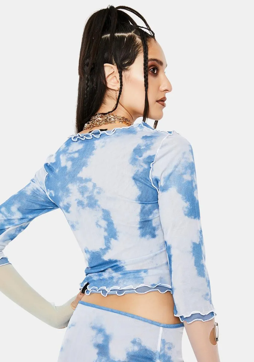 Cloud Print Layered Mesh Crop Top sold by Dolls Kill product image thumbnail 4